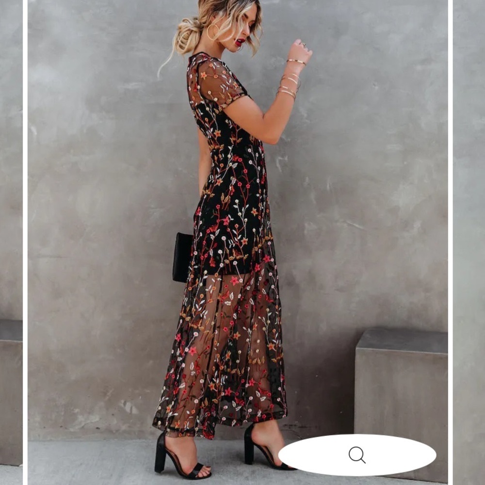 NWT Black Mesh Floral Butterfly Embroidery